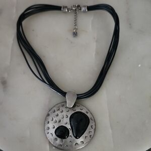 MF Black and Silver Pendant Necklace